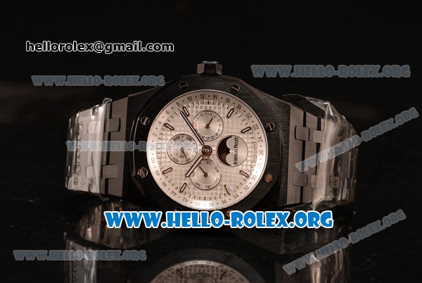 Audemars Piguet Royal Oak Perpetual Calendar Asia Automatic PVD Case with White Dial and PVD Bracelet - Click Image to Close